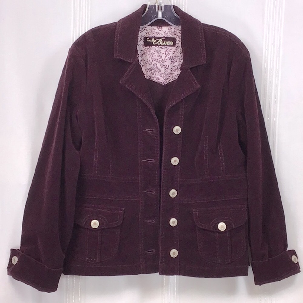 VTG L.A. Blues Purple Corduroy Jacket  Button Front XL - Picture 9 of 9
